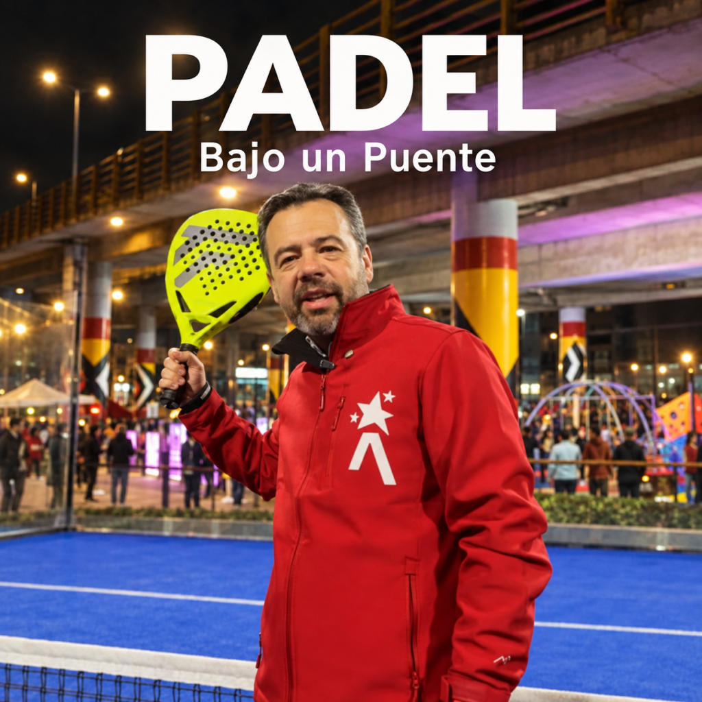 Primera cancha pública de pádel iluminada bajo el puente vehicular de la Calle 63 con Avenida Boyacá en Bogotá.