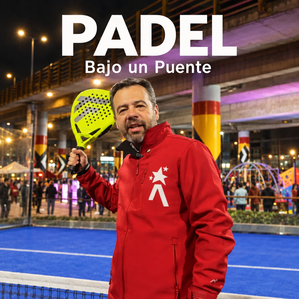 Primera cancha pública de pádel iluminada bajo el puente vehicular de la Calle 63 con Avenida Boyacá en Bogotá.