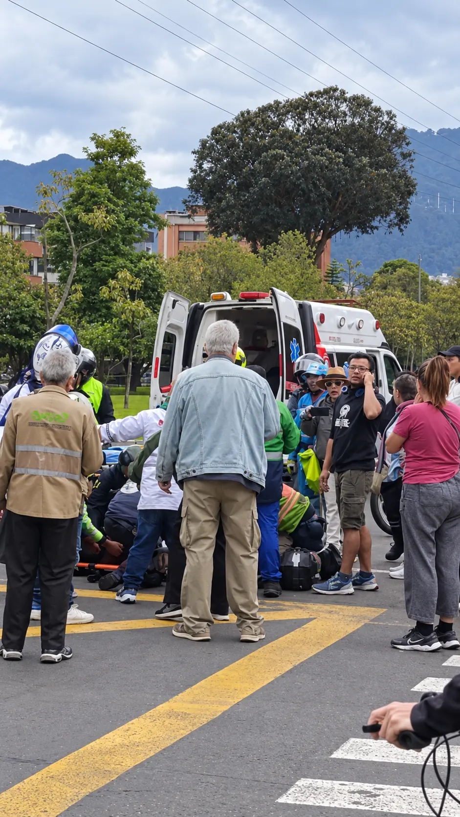 Personal de atención prehospitalaria atiende una emergencia en una vía de Teusaquillo